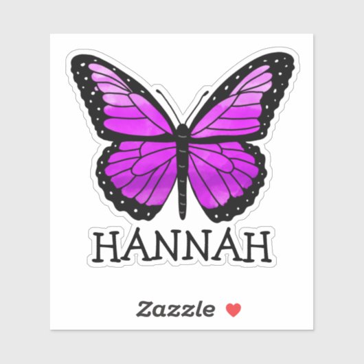 パーソナライズパープルバタフライガールの名前シール シール (シート)