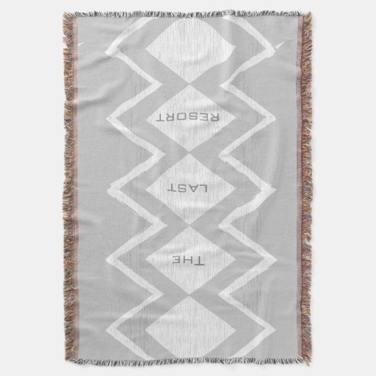 パーソナライズビーチハウスグレージグザグダイヤモンド スローブランケット (正面縦)