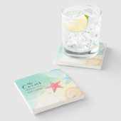 パーソナライズビーチハウスコースター ストーンコースター (横)