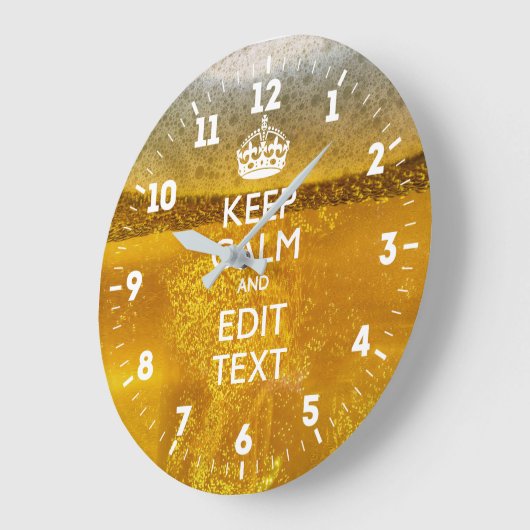 パーソナライズビールのあなたの文字を持つために平静を保って下さい ラージ壁時計 (傾斜)