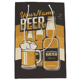 パーソナライズビールボトル泡だらけのマグカップ醸造バー ミディアムペーパーバッグ