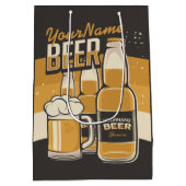 パーソナライズビールボトル泡だらけのマグカップ醸造バー ミディアムペーパーバッグ (裏面)