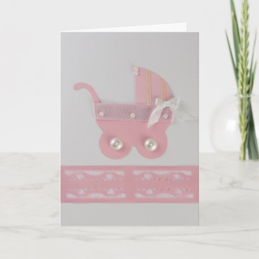 パーソナライズピンクのベビーガールの真珠 カード (正面)