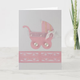 パーソナライズピンクのベビーガールの真珠 カード