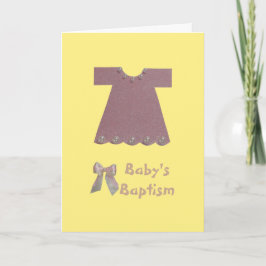 パーソナライズピンクの赤ちゃん女の子のドレス洗礼 カード