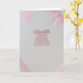 パーソナライズピンクの赤ちゃん女の子のドレス洗礼 カード (黄色い花)