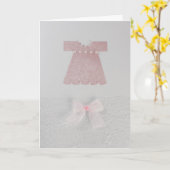 パーソナライズピンクの赤ちゃん女の子のドレス洗礼 カード (黄色い花)