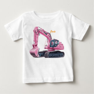 パーソナライズピンクショベル幼児用Tシャツ ベビーTシャツ