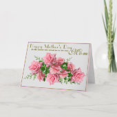 パーソナライズピンクバラハッピーマザーズデイマム カード (正面)