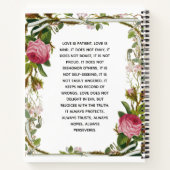 パーソナライズピンクローズミニマルフローラグリーンリーフ ノートブック (裏面)