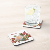 パーソナライズピンクローズ秋葉赤 コースター (右側)