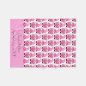 パーソナライズピンク格言ウッドランドスカンジナビア フリースブランケット (正面(横))