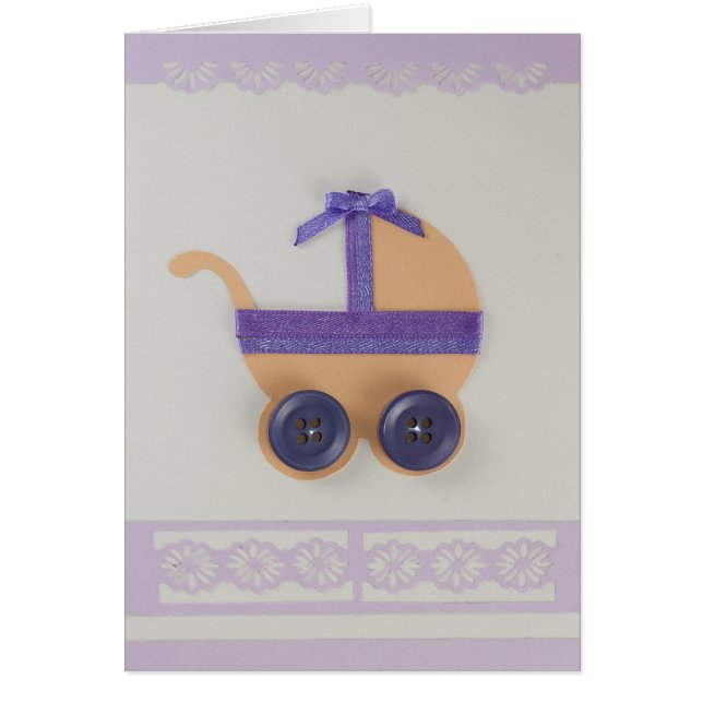 パーソナライズピーチとパープルのベビーキャリッジ (正面)