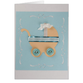 パーソナライズピーチベビーベビーカーと青ボタン