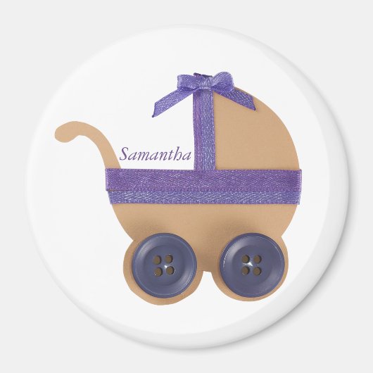 パーソナライズピープルベビーキャリッジの赤ちゃんシャワー マグネット (正面)