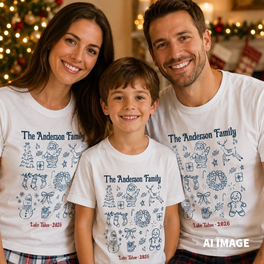 パーソナライズファミリークリスマス Tシャツ