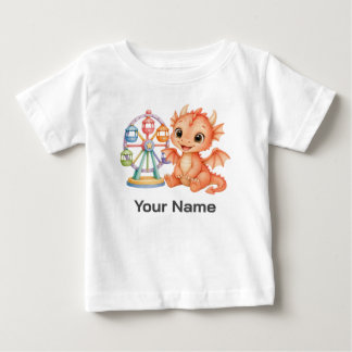 パーソナライズファンタジー赤ちゃんドラゴン観覧車 ベビーTシャツ