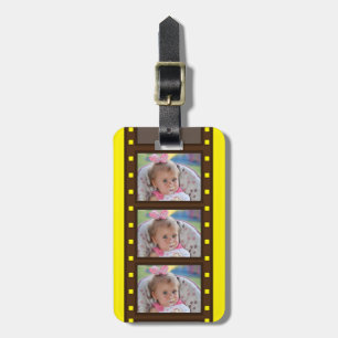 パーソナライズフォト レトロフィルムストリップ イエロー ラゲッジタグ