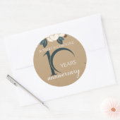 パーソナライズフラワーデザイン 10周年結婚記念日 ラウンドシール (封筒)