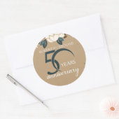 パーソナライズフラワー50周年結婚記念日 ラウンドシール (封筒)