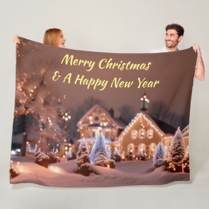 パーソナライズフリースブランケット屋外クリスマスシーン フリースブランケット