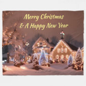 パーソナライズフリースブランケット屋外クリスマスシーン フリースブランケット (正面(横))