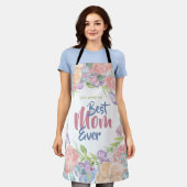 パーソナライズフローラ水の色マザーの日 エプロン (着用した状態)