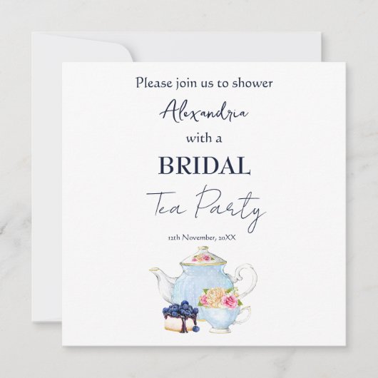 パーソナライズブライダルシャワーティーパーティー 招待状 (正面)