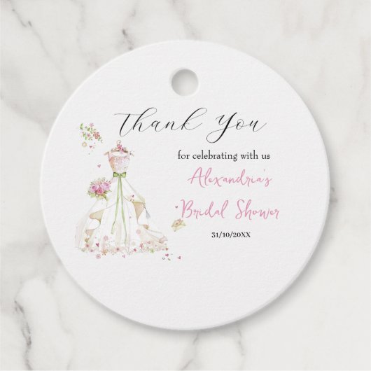 パーソナライズブライダルシャワードレスサンキュー フェイバータグ (正面)