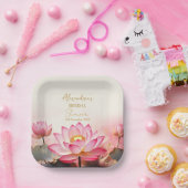 パーソナライズブライダルシャワーピンクロータスNo 2 ペーパープレート (パーティー)