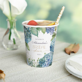 パーソナライズブライダルシャワーブルーアジサイへようこそ 紙コップ