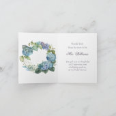 パーソナライズブライダルシャワーブルーアジサイ サンキューカード (内部)