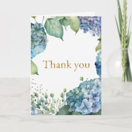 パーソナライズブライダルシャワーブルーアジサイ サンキューカード