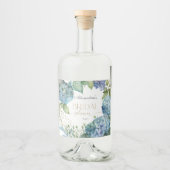 パーソナライズブライダルシャワーブルーアジサイ リキュールボトルラベル (正面)
