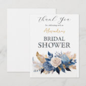 パーソナライズブライダルシャワーローズブーケありがとう サンキューカード (正面/裏面)