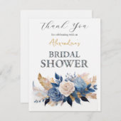 パーソナライズブライダルシャワーローズブーケ サンキューカード (正面/裏面)