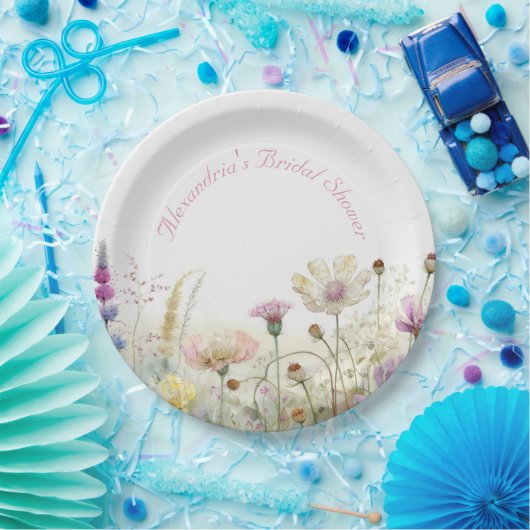 パーソナライズブライダルシャワー野生の花 ペーパープレート (パーティー)
