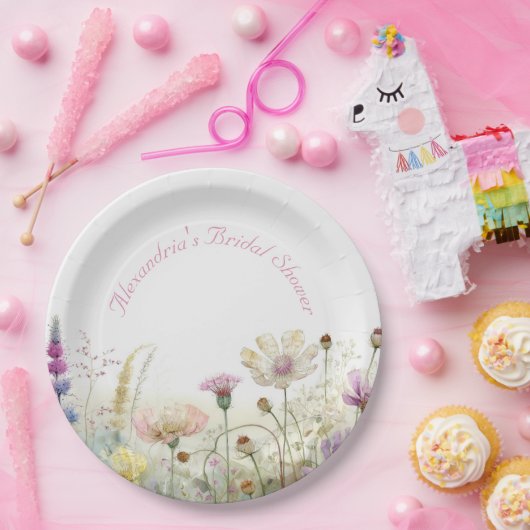 パーソナライズブライダルシャワー野生の花 ペーパープレート (パーティー)