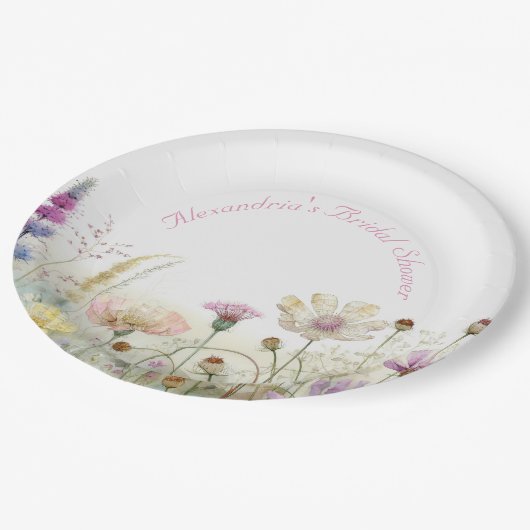 パーソナライズブライダルシャワー野生の花 ペーパープレート (アングル)