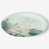 パーソナライズブライダルシャワーLotus金ゴールド ペーパープレート (アングル)