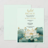 パーソナライズブライダルシャワーLotus金ゴールド 招待状 (正面/裏面)