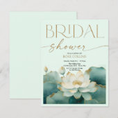 パーソナライズブライダルシャワーLotus金ゴールド 招待状 (正面/裏面)