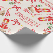 パーソナライズブルネットガール小妖精や小人 ラッピングペーパー (角)