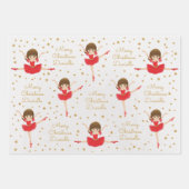 パーソナライズブルネットクリスマスバレリーナ ラッピングペーパーシート (正面3)