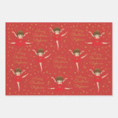 パーソナライズブルネットクリスマスバレリーナ ラッピングペーパーシート (正面2)