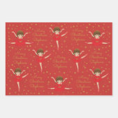 パーソナライズブルネットクリスマスバレリーナ ラッピングペーパーシート (正面2)