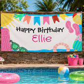 パーソナライズプールパーティー 誕生日バナー 横断幕