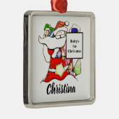 パーソナライズベビーの第1クリスマスセラミックオーナメント メタルオーナメント (右)