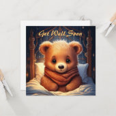 パーソナライズベビークマ病床で病気すぐに良くなる カード (正面/裏面インサイチュ)