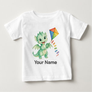 パーソナライズベビードラゴン凧子供服 ベビーTシャツ